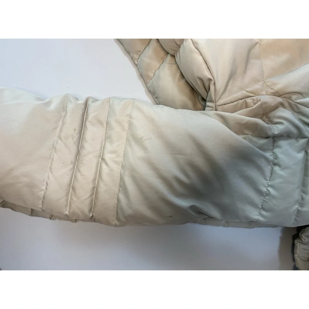 Calvin Klein Jacket Woman Medium White Hooded Goose Down Puffer Full Zip Coat‎